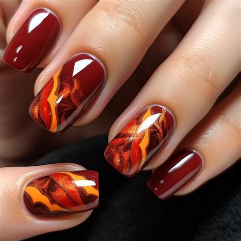 fall nails design flame color palette