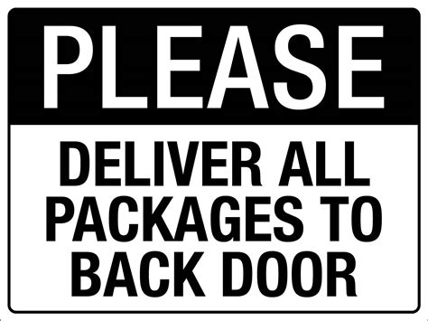 Please Deliver All Packages To Back Door Sign – New Signs