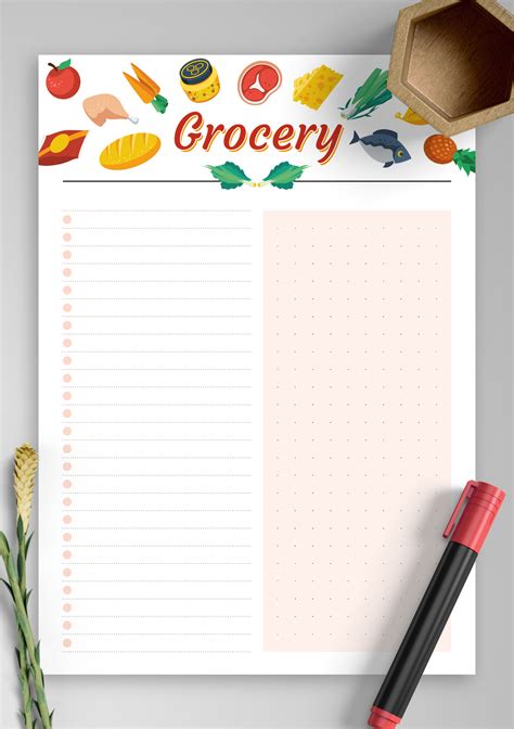 Download Printable Simple colourful grocery list PDF