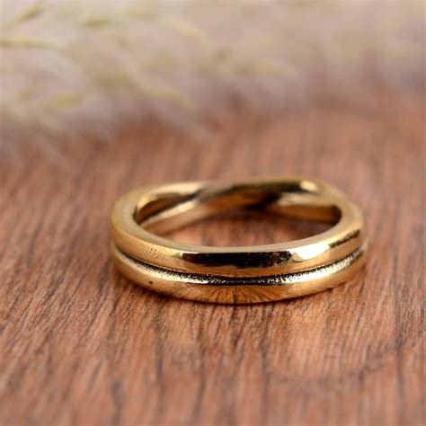 Brass Gold Plated Twisted Band Ring, Brass Ring, Twist Knot Ring ...