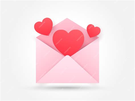 Cœur Rouge Amour Et Message Courriel Sur Fond Blanc Amour Emoji En Lettre Symbole De Valentin ...