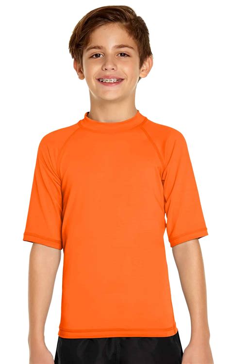 Boy's Short Sleeve Rash Guard - Orange - Wet Effect, Inc.