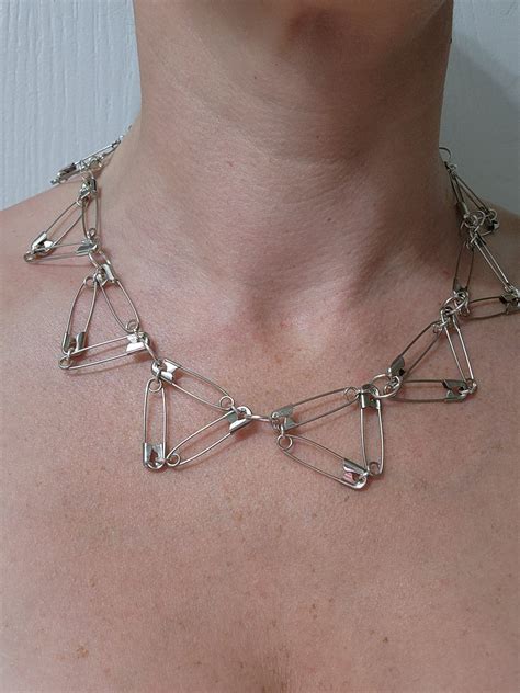 Safety Pin Collar Necklace Handmade Jewelry Unisex Hardware Metal ...