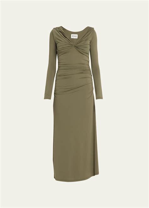 Tove Gina Gathered V-Neck Maxi Dress - Bergdorf Goodman