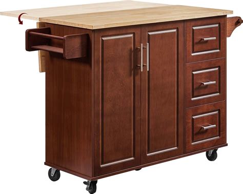 Amazon.com: Lyromix Walnut 54" Rolling Kitchen Island Cart with Storage ...