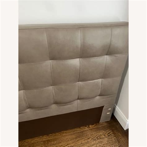 West Elm Low Tufted Leather Headboard - AptDeco