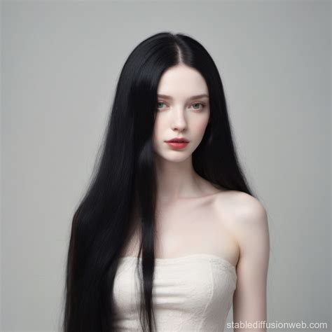 Pale-Skinned Woman with Black Hair | Stable Diffusion Online