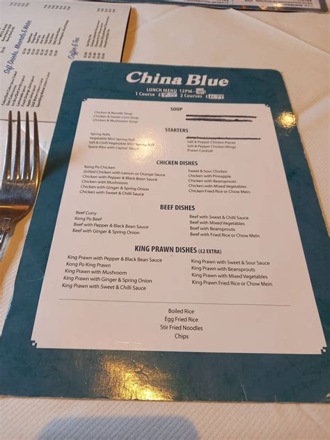 Menu at China Blue restaurant, Glasgow, 96 Renfield St