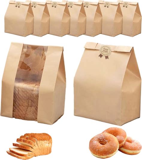 Paper Bread Bags for Homemade Bread, Large Kraft Paper Bakery Bags with ...
