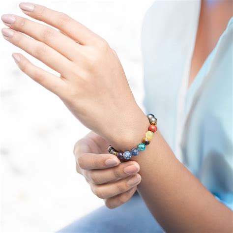 Buy Magnetic Pyrite 7 Chakra Natural Stone Bracelet for Men - Mesmerize