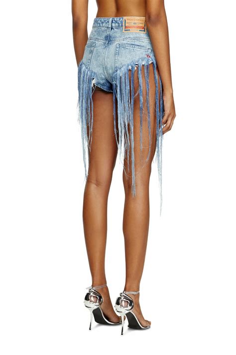 Diesel Shorts in distressed fringed denim - Shorts Womens in Blue Diesel