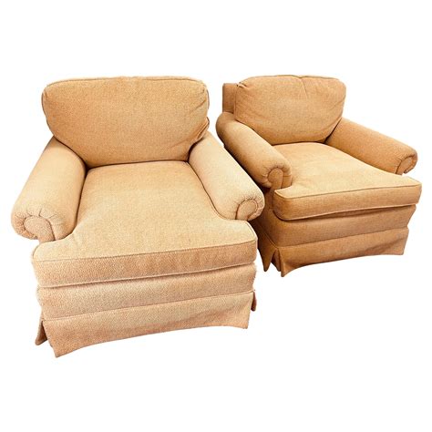 Pair of Matching Large Charles Stewart Swivel Reading Arm Chairs ...