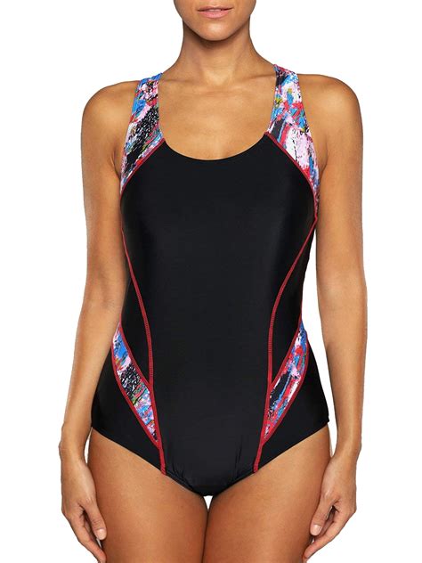 Charmo Women's One Piece Padded Swimsuits Exercise Racing Maillot ...