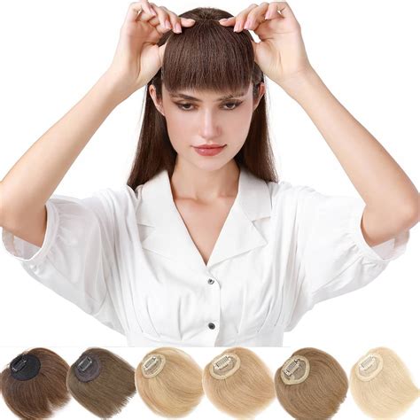 SEGO Clip in Hair Bangs 100% Human Hair Extensions Clip on Side Fringe ...