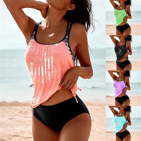 yoeyez Two Piece Swim Suits for Women 2025 Patriotic Modest Bathing ...