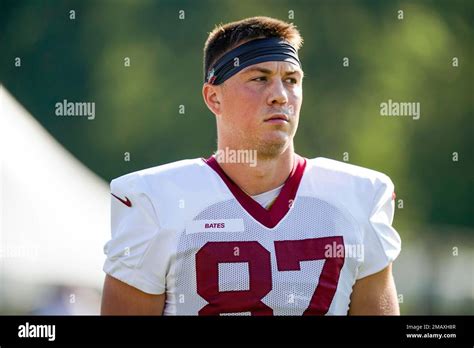 Washington Commanders tight end John Bates (87) walks to practice at ...