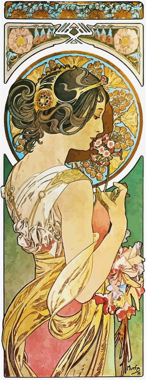 1899 Art Nouveau Primrose - by Alphonse Maria Mucha | Art nouveau ...
