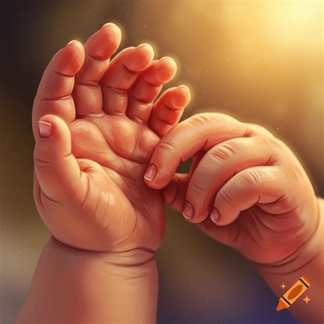 Close-up of two tiny baby hands on Craiyon
