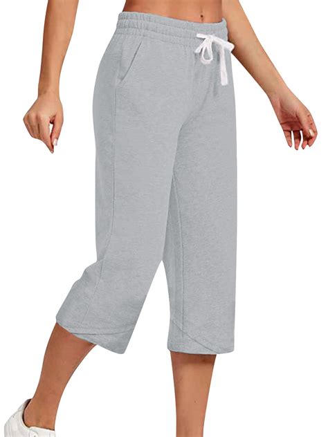 Grianlook Women Capris Straight Leg Capri Pants High Waist Comfy ...