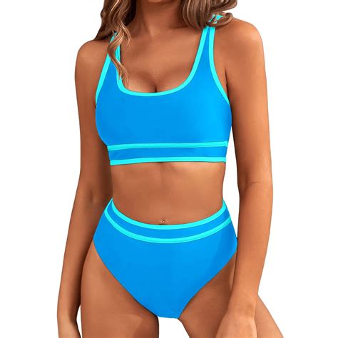 Women Two Piece Swim Dress Underwire Swimsuits Push Up Tankini Halter ...