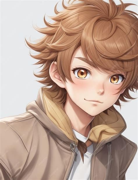 Premium AI Image | Brown hair anime character is smiling