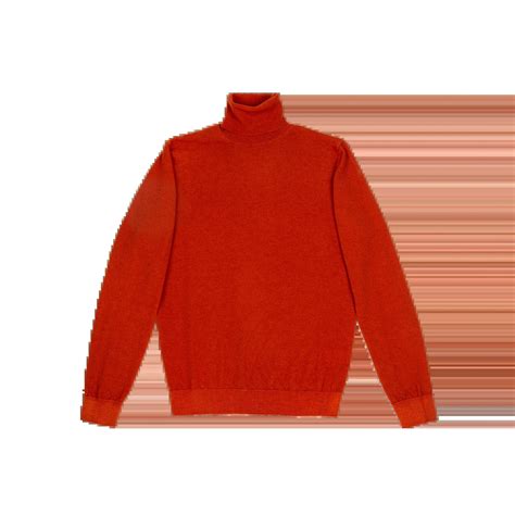 Men's Orange Turtleneck Sweater from merino wool