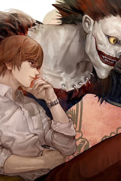 Download wallpaper apples, guy, Death Note, Light Yagami, Ryuk, the God ...