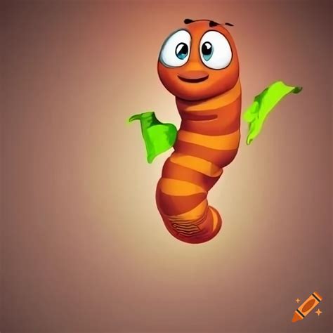 Cartoonish orange worm dancing with a green scarf in the background on ...