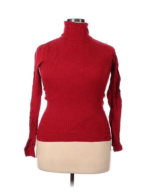 Ashley Stewart Solid Red Turtleneck Sweater Size 18 - 20 Plus (Plus ...