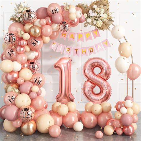 Amazon.com: 18th Birthday Decorations for Girls,Rose Gold 18th Balloon ...