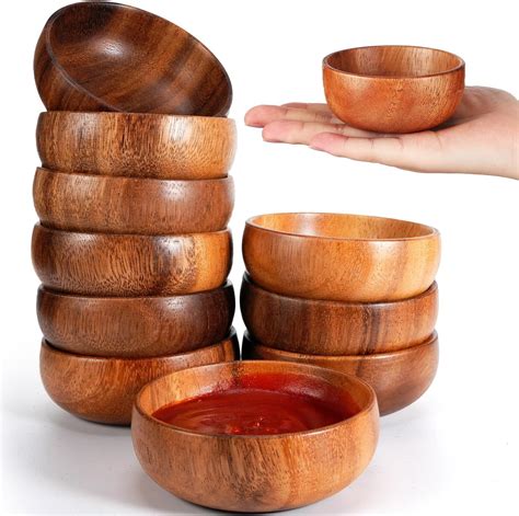 Amazon.com | Thyle 12 Pieces Wooden Salad Bowl 6, 8 and 10 Inch Wooden ...