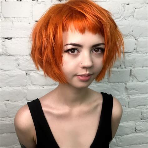 Choppy Rose Gold Bob with Choppy Baby Bangs - The Latest Hairstyles for ...
