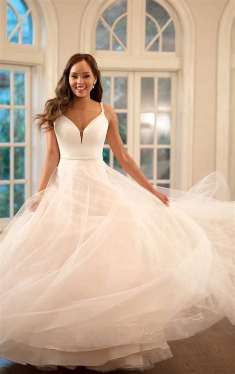 Modern Romantic Ballgown with Floating Strap Detail | Stella York Wedding Dresses