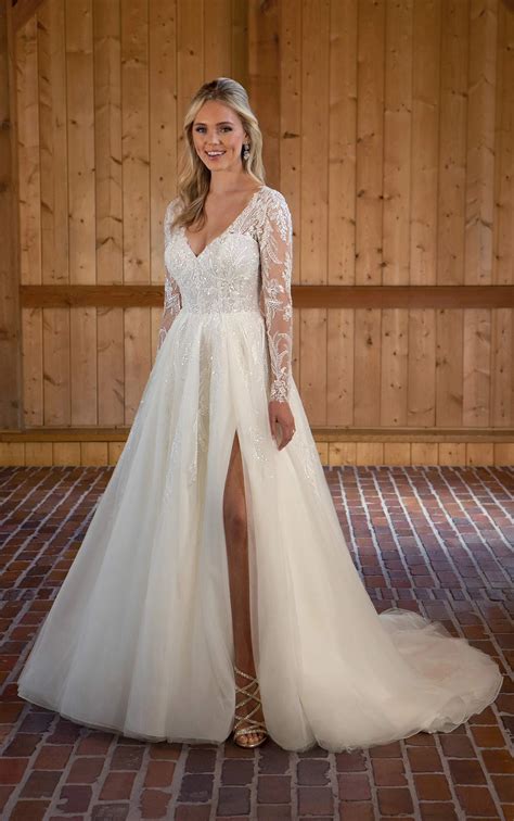 Sparkling Long Sleeve A-Line Wedding Dress