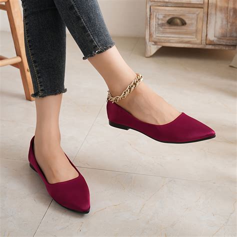 Ladies burgundy flat shoes online