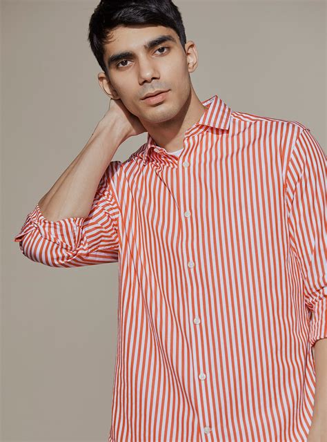 Flame Striper Shirt Semi Casual Red Stripe Shirts for Men Online | Andamen