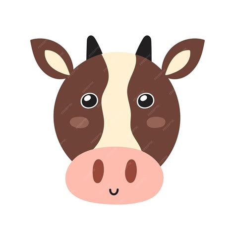 Premium Vector | Cute cow face in cartoon style. farm character head ...