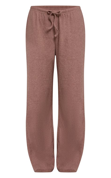Mushroom Brushed Rib Wide Leg Drawstring Pants | Co-ords ...