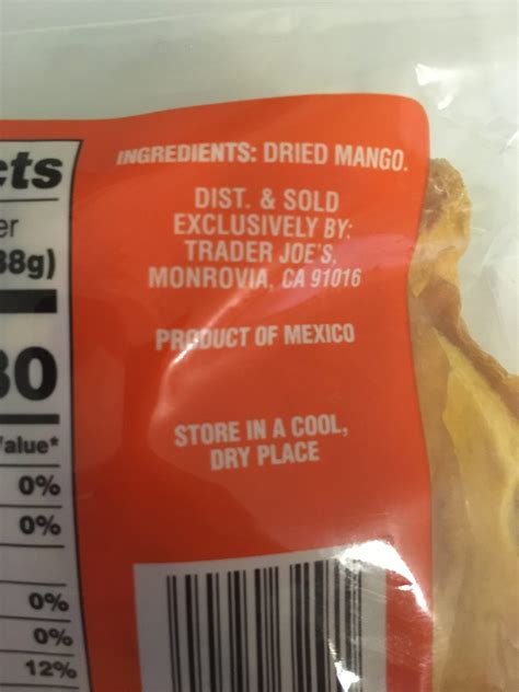Trader Joe's Dried Mango Nutrition Facts at Kate Wardill blog