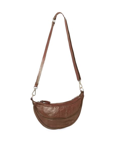 Crescent Crossbody Cowhide Leather Bag Dark Brown