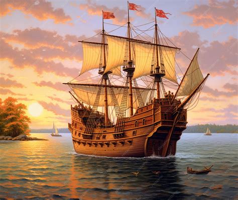 Premium AI Image | A historical representation of the Mayflower ship