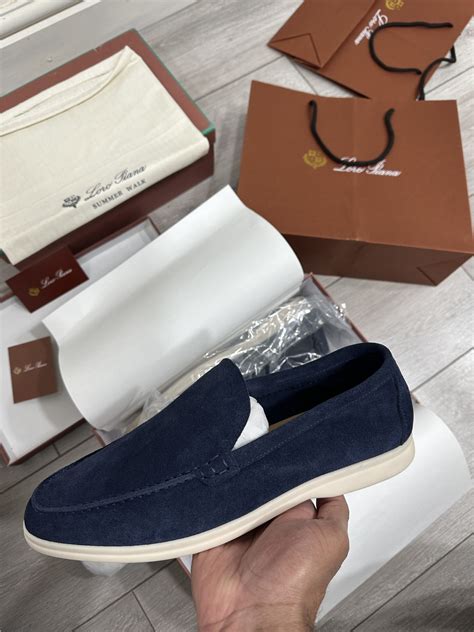 Loro Piana Summer Walk Navy Blue Loafers - iskwholesale