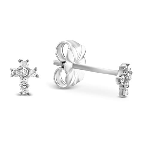 Children's Diamond Cross Earrings in White Gold | Borsheims