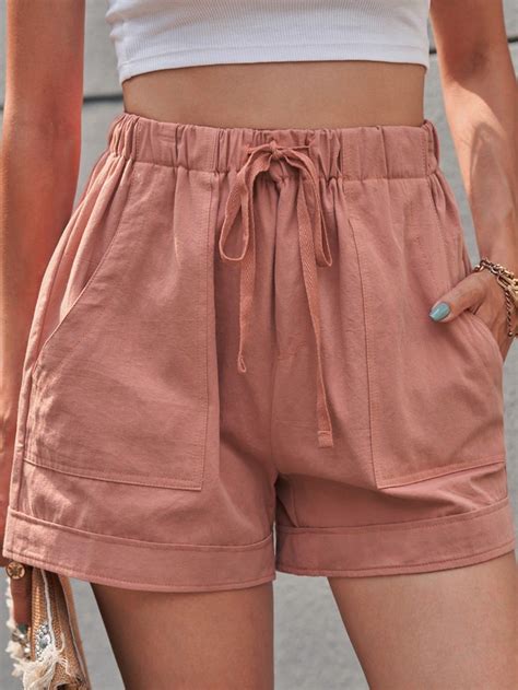 Drawstring Waist Wide Leg Shorts | Womens high waisted shorts, High ...