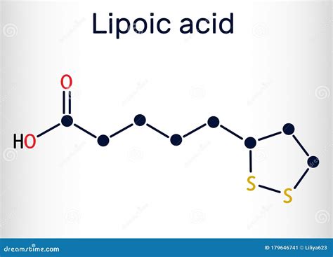 Lipoic Acid, LA, ALA, Alpha Lipoic, Thioctic Acid, Lipoate Molecule. it is Organosulfur Compound ...