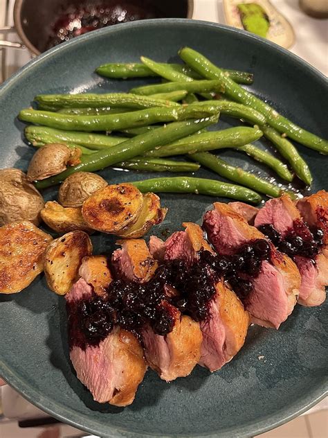 Week 24: Berries - Roast Duck with Blueberry Sauce : r/52weeksofcooking