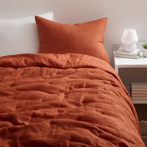 Dormify Rayna Crinkle Texture Comforter and Sham Set, Burnt Orange ...
