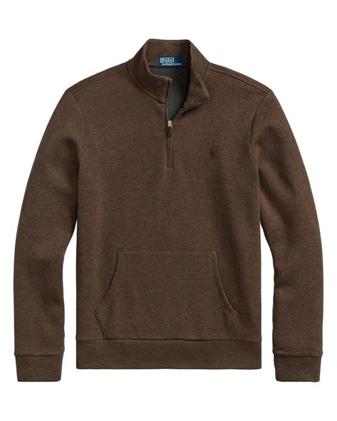 Polo Ralph Lauren Mens Double-Knit Mesh Quarter-Zip Sweatshirt, Nutmeg ...