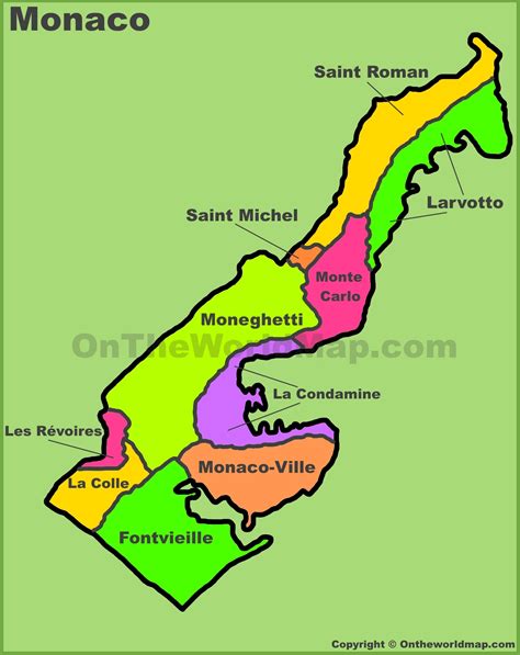 Administrative divisions map of Monaco - Ontheworldmap.com