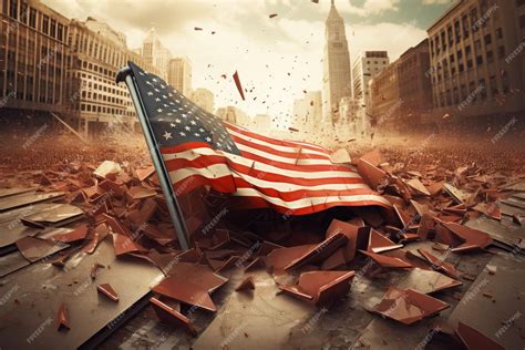 Premium AI Image | Fallen american flag against the background of the ...
